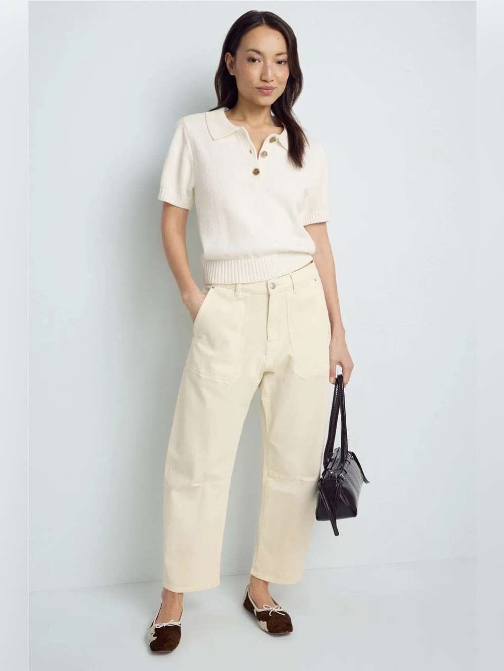 DL1961 Beige Wide-Leg Denim/Pants